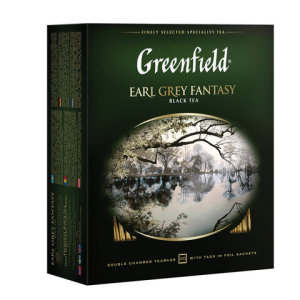 Чай GREENFIELD "Earl Grey Fantasy" черный с бергамотом и цитрусом, 100 пакетиков в конвертах по 2 г, 0584-09. 620392 ― Кнопкару. Саранск