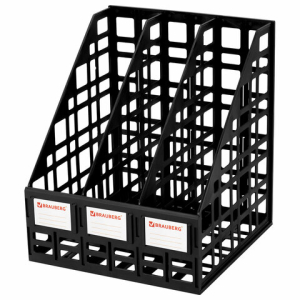 Лоток вертикальный для бумаг BRAUBERG "ULTRA", 240 мм, 3 отделения, сетчатый, сборный, черный. 238249 ― Кнопкару. Саранск