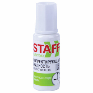 Корректирующая жидкость STAFF "Everyday" быстросохнущая, 15 мл, с кисточкой. 229398 ― Кнопкару. Саранск