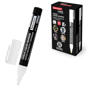 Маркер меловой CHALK LIQUID MARKER, БЕЛЫЙ, 3 мм, стираемый, BRAUBERG "CHALK". 152585 ― Кнопкару. Саранск
