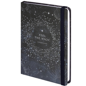 Ежедневник недатированный с резинкой А5 (145х203 мм), BRAUBERG, твердый, фольга, 128 л., "Stars". 114566 ― Кнопкару. Саранск