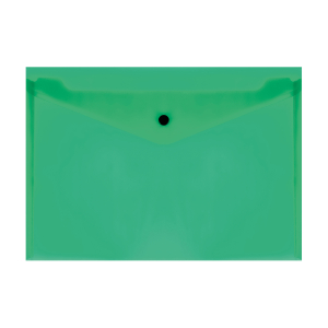 Папка-конверт на кнопке СТАММ А4, 150мкм, пластик, прозрачная, зеленая. ММ-32274, 343172 ― Кнопкару. Саранск