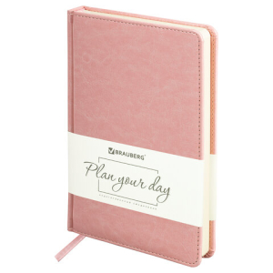Ежедневник недатированный А5 138х213 мм BRAUBERG "Imperial" под кожу, 160 л., розовый. 111859 ― Кнопкару. Саранск