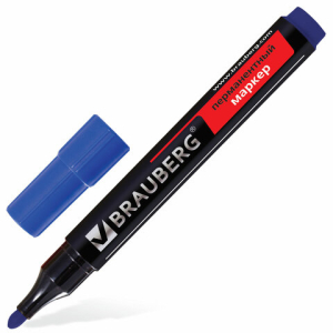 Маркер перманентный BRAUBERG "Contract", СИНИЙ, круглый наконечник, 3 мм. 150466 ― Кнопкару. Саранск