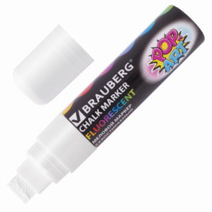 Маркер меловой "POP-ART" БЕЛЫЙ, 15 мм, стираемый, для гладких поверхностей, BRAUBERG. 151537 ― Кнопкару. Саранск