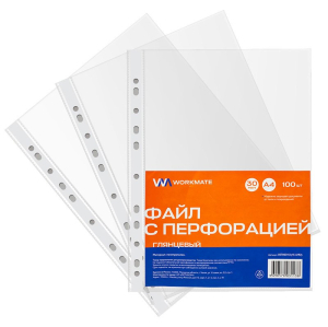 Папки-файлы с перфорацией Workmate, А4, 30мкм, глянцевый, 100 шт. 15-8808 ― Кнопкару. Саранск