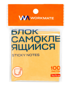 Блок самоклеящийся Workmate 76х76 мм, неоново-оранжевый, 100 листов. 14-8342 ― Кнопкару. Саранск