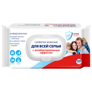 Салфетки влажные 120 шт., АВАНГАРД, для всей семьи, антибактериальные, крышка-клапан, 72082. 118744 ― Кнопкару. Саранск