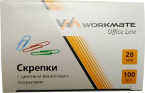 Скрепки канцелярские Workmate 28 мм, овальные, цветные с виниловым покрытием, 100 штук. 14-8624 ― Кнопкару. Саранск
