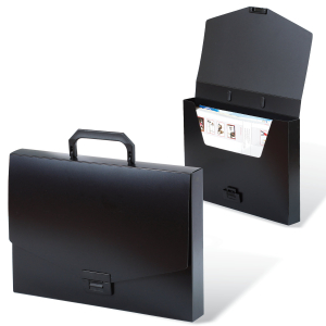 Папка-портфель пластиковая BRAUBERG "Energy" А4 (330х256х32 мм), без отделений, черная. 221202 ― Кнопкару. Саранск