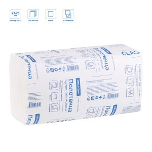 Полотенца бумажные лист. OfficeClean Professional(V-сл) (H3), 1-слойные, 250л/пач., 23*23см, белые. 374467 ― Кнопкару. Саранск