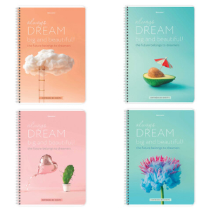 Тетрадь А4, 80 л., BRAUBERG, гребень, клетка, обложка картон, "Dream". 404049 ― Кнопкару. Саранск