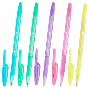 Ручка шариковая с грипом BRAUBERG "ULTRA GT PASTEL", СИНЯЯ, корпус ассорти, линия 0,35 мм, 144053 ― Кнопкару. Саранск