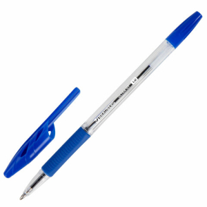 Ручка шариковая с грипом BRAUBERG "ULTRA GT", СИНЯЯ, корпус прозрачный, линия 0,5 мм. 144051 ― Кнопкару. Саранск