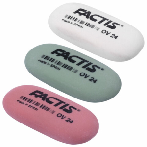 Ластик FACTIS OV 24 (Испания), 49х24х9 мм, цвет ассорти, овальный, мягкий, CMFOV24. 220856 ― Кнопкару. Саранск