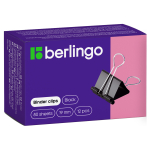 Зажимы для бумаг 19мм, Berlingo, 12шт., черные, картонная коробка. BC1219, 110958