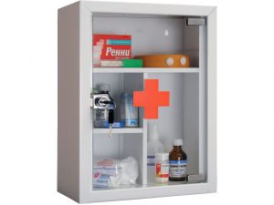 Аптечка для медикаментов Hilfe AMD-39G, со стеклом, 390*300*160мм. S26199012301, 159364 ― Кнопкару. Саранск