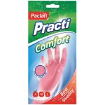 Перчатки резиновые Paclan "Practi. Comfort", разм. S, розовые, пакет с европодвесом. 407271