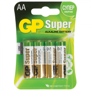 GP Super Alkaline AA "пальчиковые" LR06, 4 шт. в запайке. Арт. GP 15A-2CR4 ― Кнопкару. Саранск