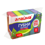Губки бытовые MAXI, 27х96х64 мм, КОМПЛЕКТ 5 шт., поролон/абразив, для посуды/уборки, LAIMA, К0013. 601554