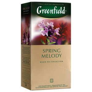 Чай Greenfield "Spring Melody", черный с ароматом мяты, чабреца, 25 фольг. пакетиков по 2г. 0525-10,182070 ― Кнопкару. Саранск