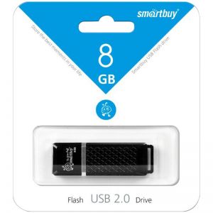 Память Smart Buy "Quartz" 8GB, USB 2.0 Flash Drive, черный. SB8GBQZ-K, 222382 ― Кнопкару. Саранск