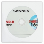 Диск DVD-R SONNEN, 4,7 Gb, 16x, бумажный конверт (1 штука). 512576 