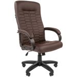 Кресло руководителя Helmi HL-E80 "Ornament", экокожа коричневая, мягкий подлокотник. 279845