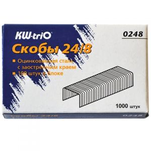 Скобы для степлера №24/8 KW-trio, оцинкованные, 1000шт. 0248, 252412 ― Кнопкару. Саранск