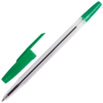 Ручка шариковая BRAUBERG "Line", ЗЕЛЕНАЯ, корпус прозрачный, узел 1 мм, линия письма 0,5 мм. 141342