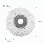 Насадка МОП круглая для швабры из набора для уборки, крепление кольцо, микрофибра, d-16 см, LAIMA. 601488