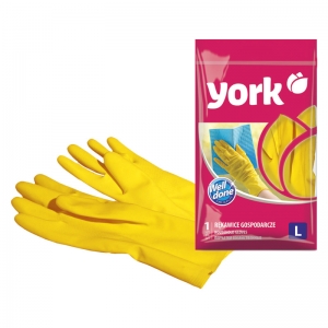 Перчатки резиновые York, суперплотные, с х/б напылением, р. L, желтые, пакет с европод. Арт.92010 ― Кнопкару. Саранск