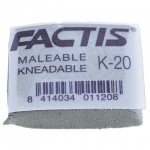 Ластик-клячка FACTIS K 20 (Испания), 37х29х10 мм, серый, прямоугольный, супермягкий, натуральный каучук. Арт. CCFK20