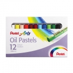 Пастель масляная художественная PENTEL "Oil Pastels", 12 цветов, круглое сечение. Арт. PHN4-12