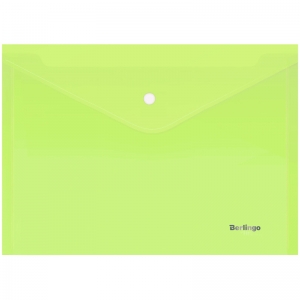 Папка-конверт на кнопке Berlingo "Starlight" А4, 180мкм, прозрачная салатовая, индив. ШК. AKk_04119, 268386 ― Кнопкару. Саранск