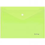Папка-конверт на кнопке Berlingo "Starlight" А4, 180мкм, прозрачная салатовая, индив. ШК. AKk_04119, 268386