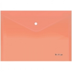 Папка-конверт на кнопке Berlingo "Starlight" А4, 180мкм, прозрачная оранжевая, индив. ШК. AKk_04116