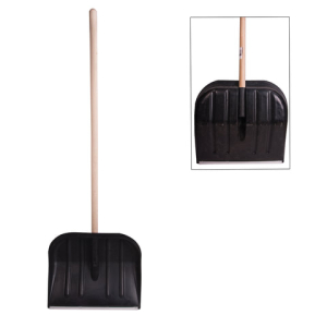 Лопата снеговая 46х40 см "НОМЕР 2" пластиковая, ДЕРЕВЯННЫЙ черенок 120 см, армирующая алюминиевая планка, № 2. 603556 ― Кнопкару. Саранск