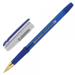 Ручка шариковая масляная с грипом BRAUBERG "i-Rite GT GLD", СИНЯЯ, корпус тонированный синий, узел 0,7 мм. 143302  ― Кнопкару. Саранск
