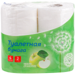 Бумага туалетная OfficeClean 2-слойная, 4шт., тиснение, белая, яблоко. 300439