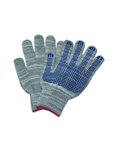 Перчатки хлопчатобумажные ЗИМА, двойные, ПВХ точка, серые. 43955 ― Кнопкару. Саранск