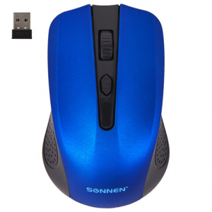 Мышь беспроводная SONNEN V99, USB, 1000/1200/1600 dpi, 4 кнопки, оптическая, синяя. 513530 ― Кнопкару. Саранск