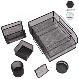 Настольный набор из металла Berlingo "Steel&Style", 7 предметов, черный. BMs_41702, 268942 ― Кнопкару. Саранск
