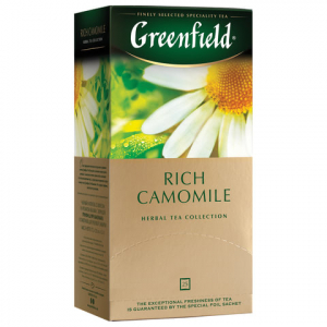 Чай GREENFIELD (Гринфилд) "Rich Camomile" ("Ромашковый"), травяной, 25 пакетиков в конвертах по 1,5 г. 0432-10, 620381 ― Кнопкару. Саранск