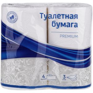 Бумага туалетная OfficeClean "Premium" 3-слойная, 4шт., тиснение, белая. 279673 ― Кнопкару. Саранск