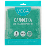 Салфетка для уборки Vega, микрофибра, 30*30см, 1шт., европодвес. 320872