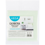 Салфетки для уборки Vega, бамбуковое волокно, 30*30см, 3шт. 320150