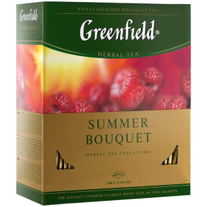 Чай Greenfield "Summer Bouquet", травяной аром. малина, шиповник, яблоко, 100 пакетиков по 2г. 0878-09. 620393 ― Кнопкару. Саранск