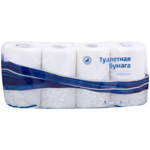 Бумага туалетная OfficeClean "Premium" 3-слойная, 8шт., тиснение, белая. 279674 ― Кнопкару. Саранск