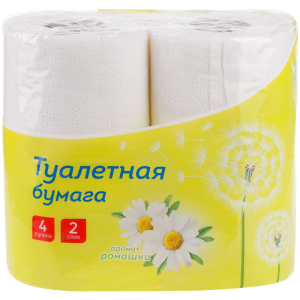 Бумага туалетная OfficeClean 2-слойная, 4шт., тиснение, белая, ромашка.300440 ― Кнопкару. Саранск